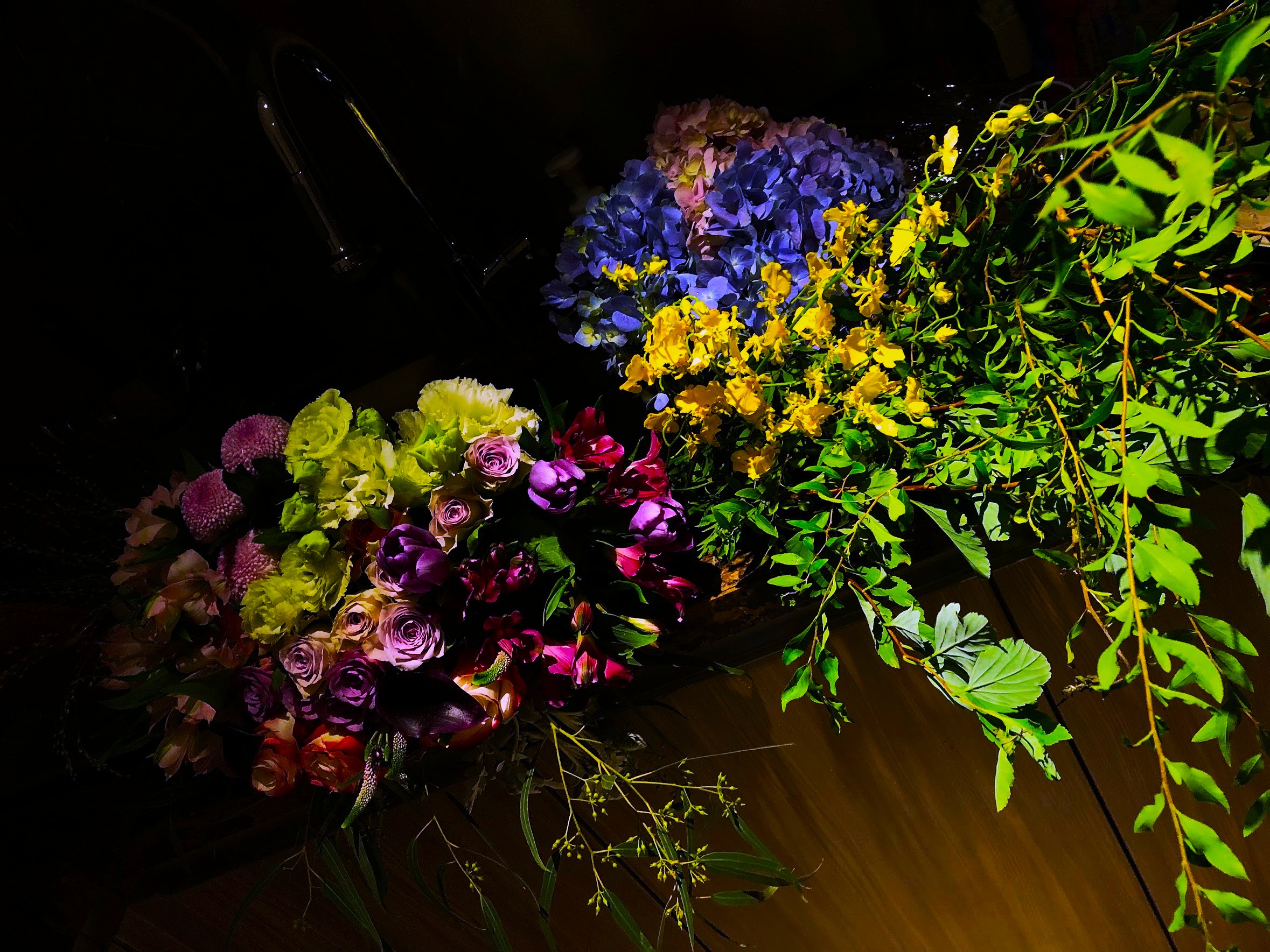 Dark blue and yellow arrangement